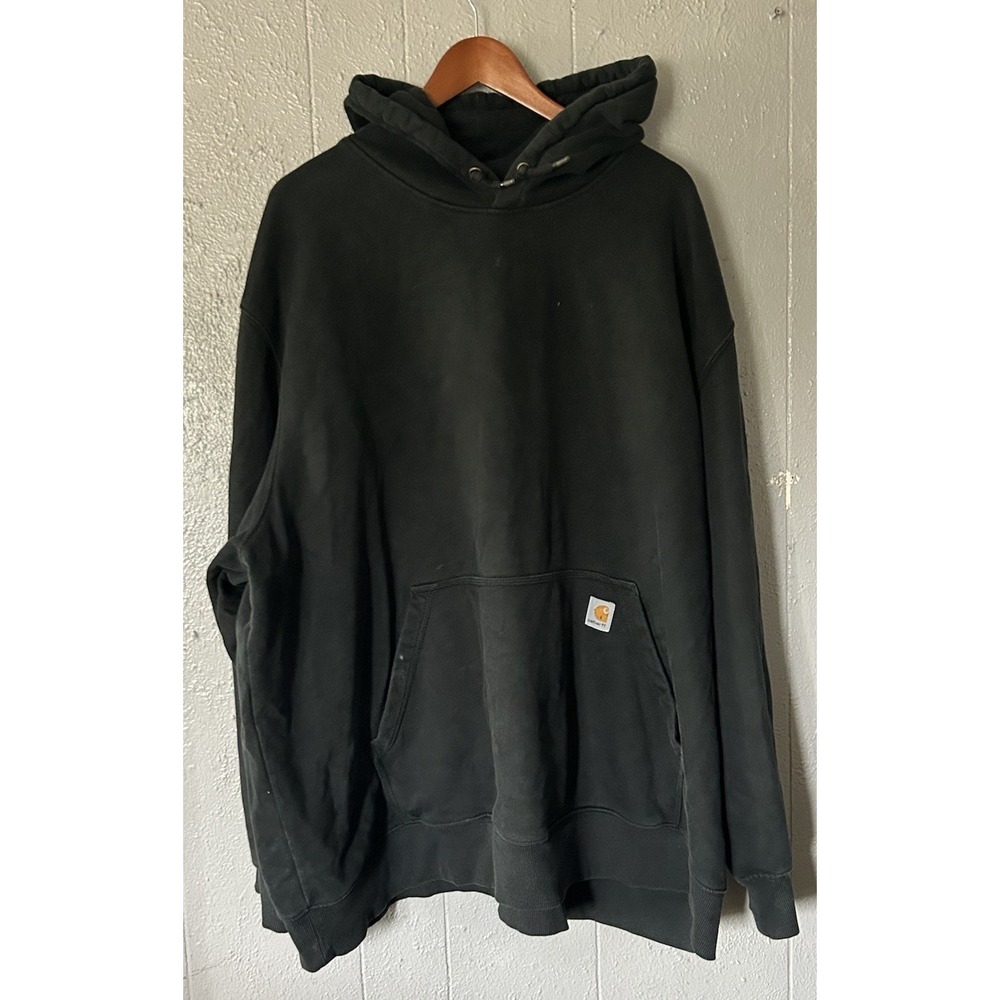 Men's Black Carhartt Hooded Sweatshirt Size 4XL Orginal Fit Logo Outdoor Camping